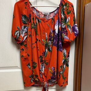 Vibrant Floral Tie-Front Blouse